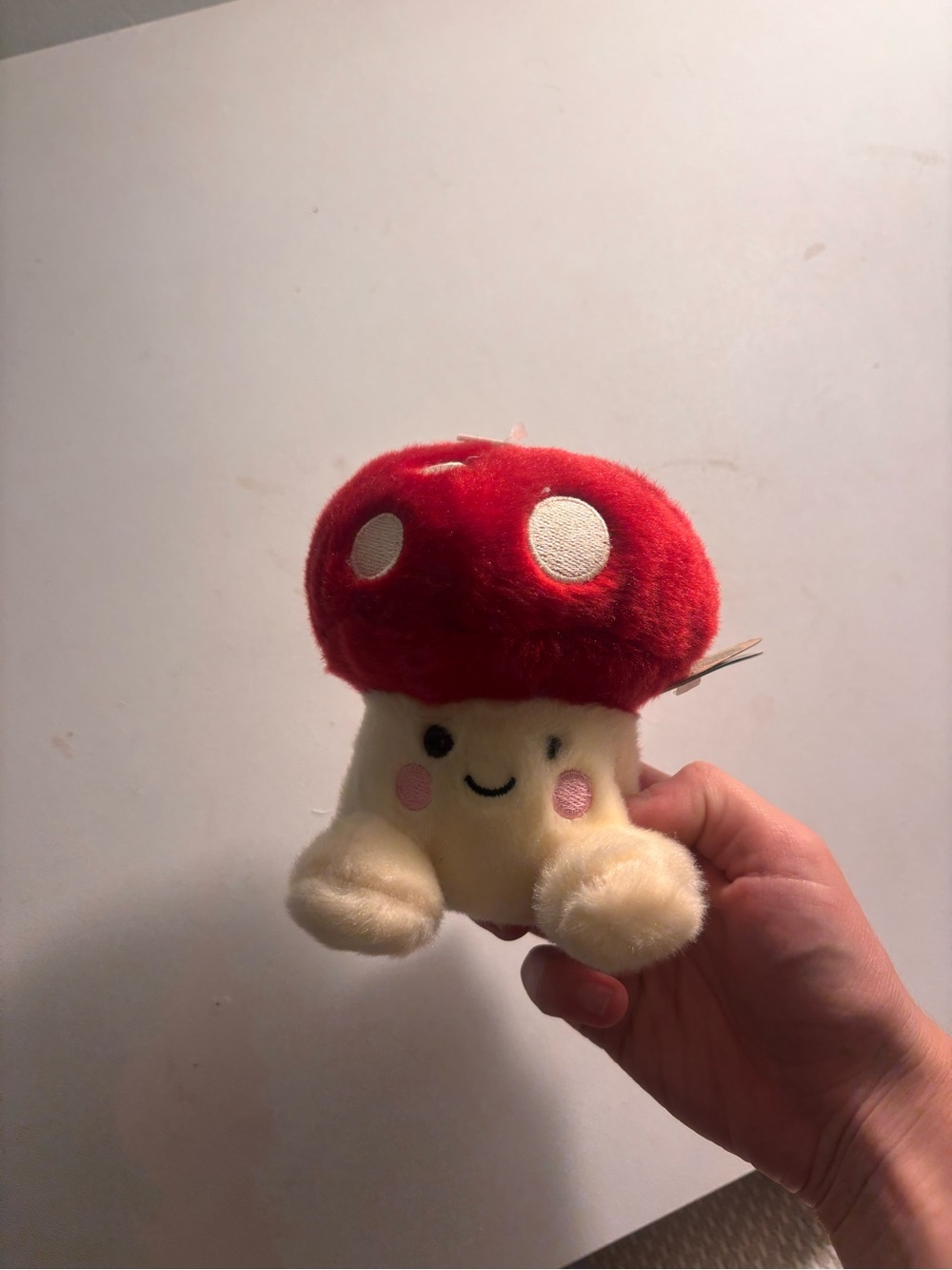 Plush Red & Cream Mushroom Stuffed Animal - Smiling Kids Toy